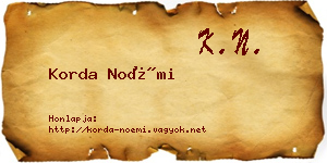 Korda Noémi névjegykártya